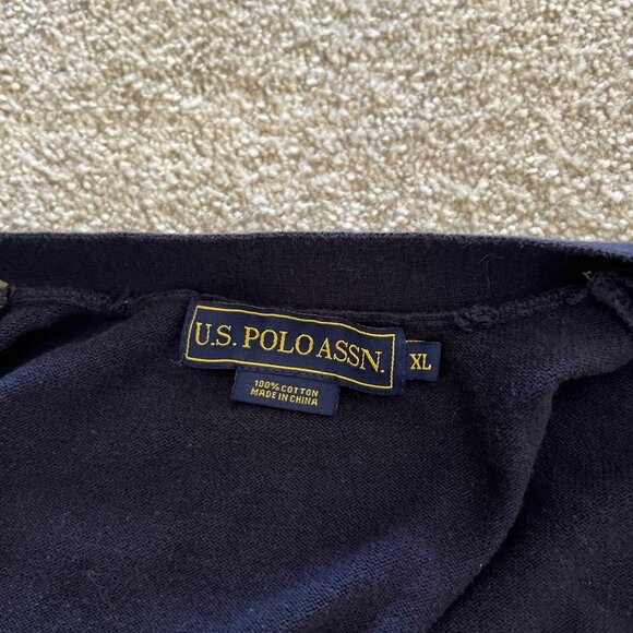 U.S Polo Assn. Embroidered Striped Navy Blue Oversized Cardigan Sweater XL - Picture 6 of 10
